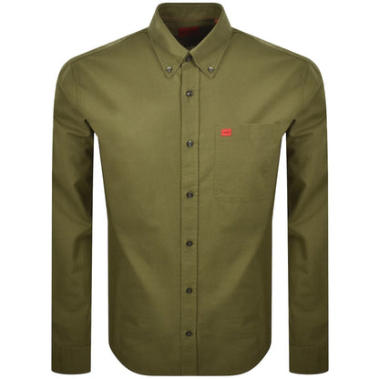 HUGO Long Sleeved Evito Shirt Green