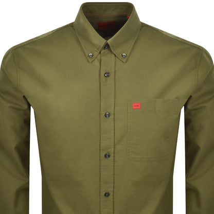 HUGO Long Sleeved Evito Shirt Green