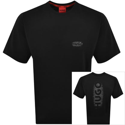 HUGO Loose Fit Spray Logo T Shirt Black