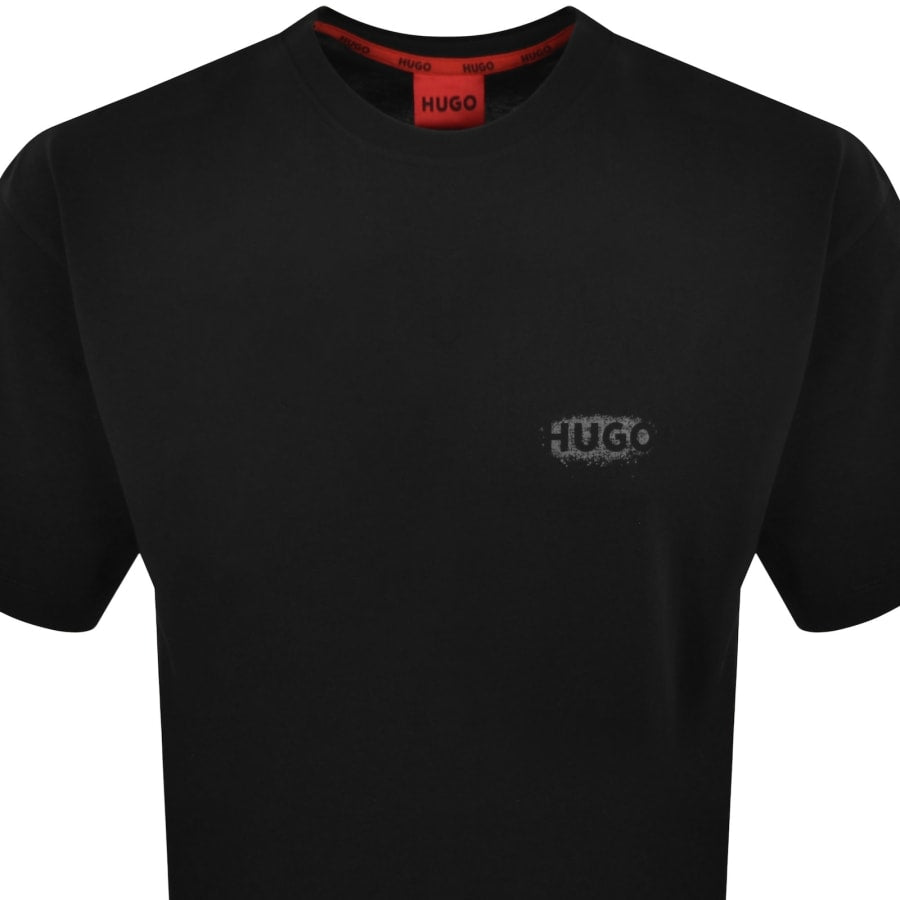 HUGO Loose Fit Spray Logo T Shirt Black