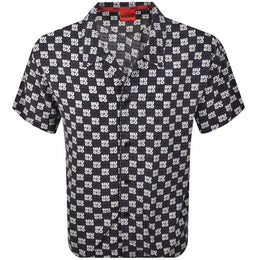 HUGO Relaxed Short Sleeve Beach Shirt Navy