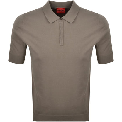 HUGO San Peter Knit Polo Jumper Brown