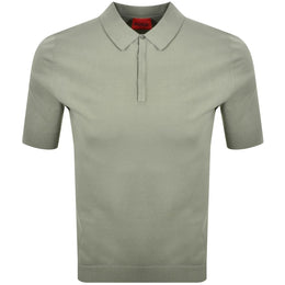 HUGO San Peter Knit Polo Jumper Green