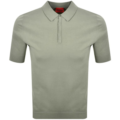 HUGO San Peter Knit Polo Jumper Green