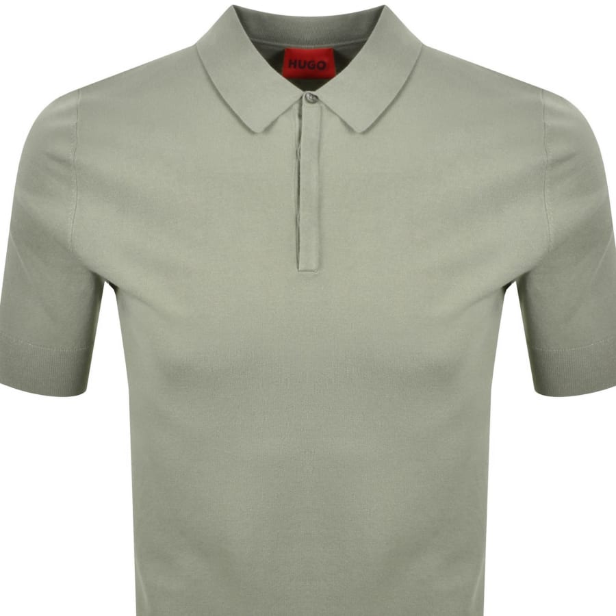 HUGO San Peter Knit Polo Jumper Green