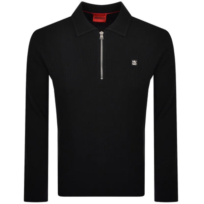 HUGO Sastoro Knit Polo Jumper Black