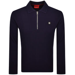 HUGO Sastoro Knit Polo Jumper Navy