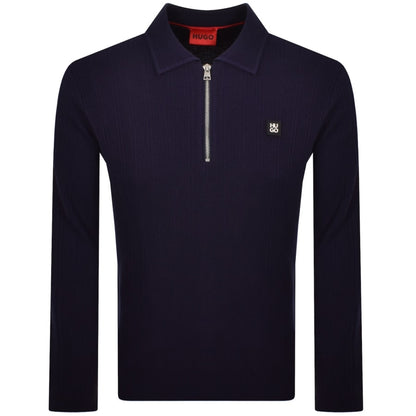 HUGO Sastoro Knit Polo Jumper Navy