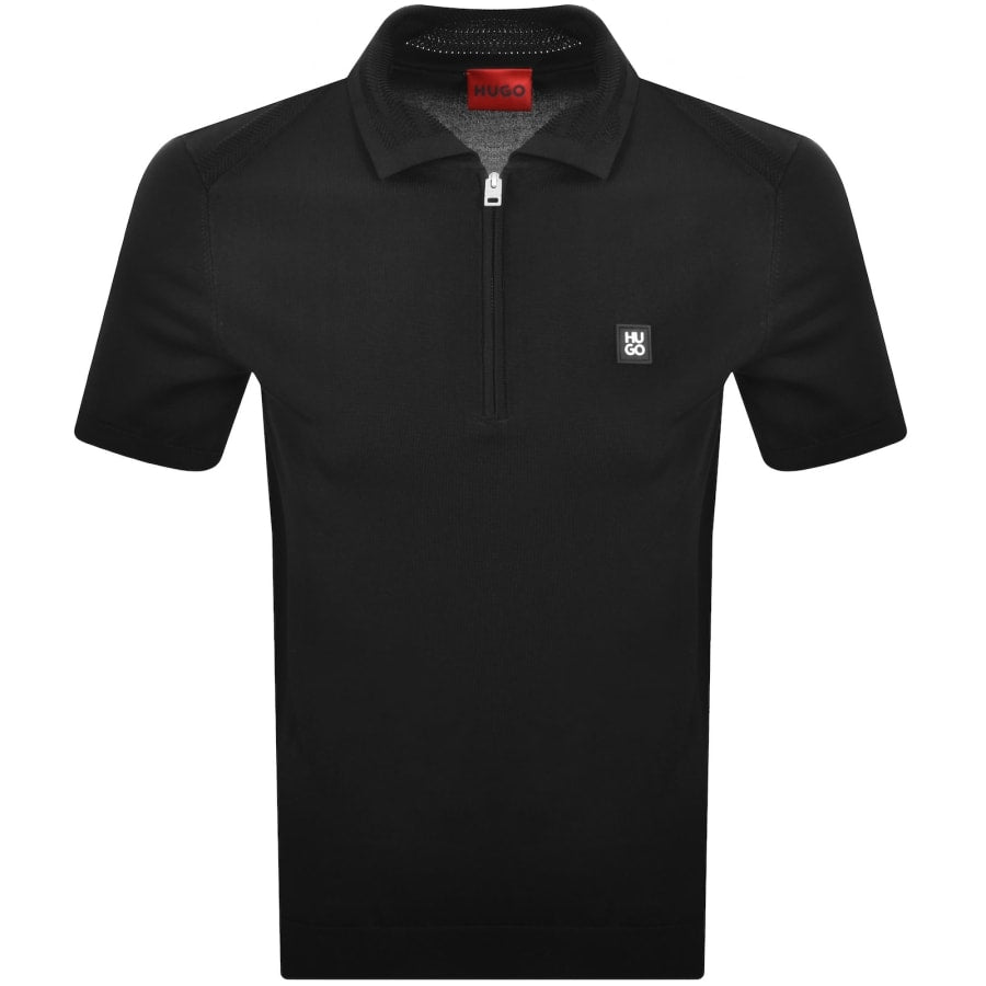 HUGO Sayfong Quarter Zip Polo Black