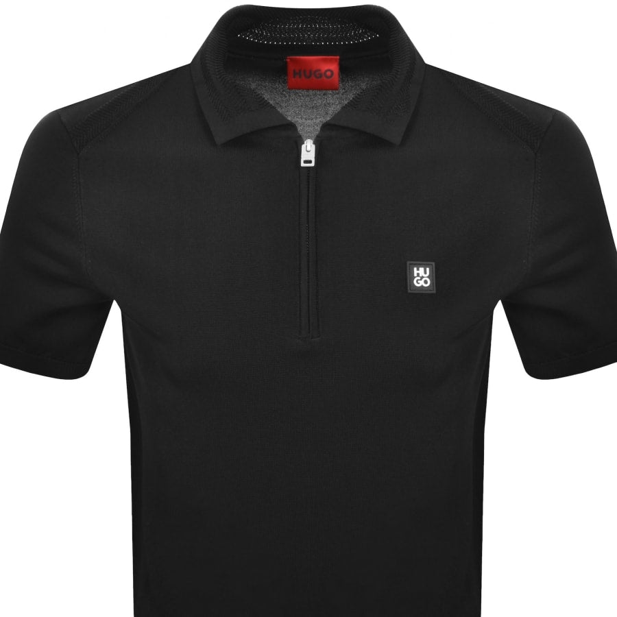HUGO Sayfong Quarter Zip Polo Black