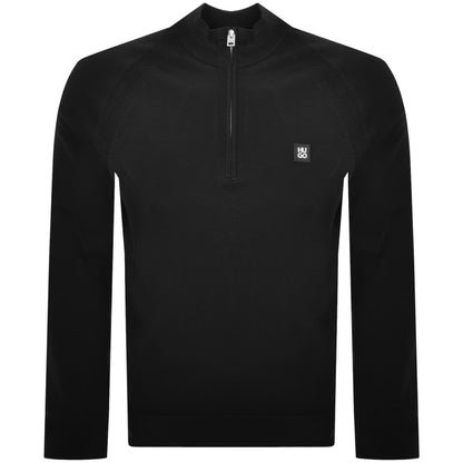 HUGO Sayford Quarter Zip Jumper Black