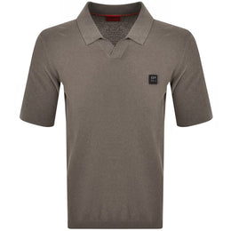 HUGO Shiplom Knit Polo Brown