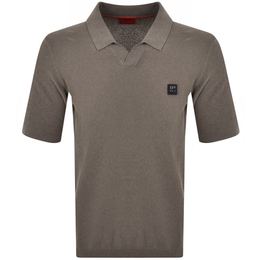 HUGO Shiplom Knit Polo Brown