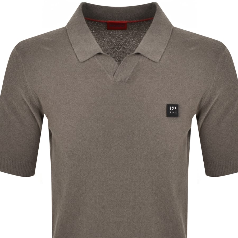 HUGO Shiplom Knit Polo Brown