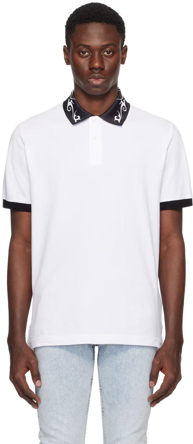 White Printed Polo