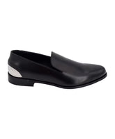 Black Flat Shoes with Metal Logo Detail