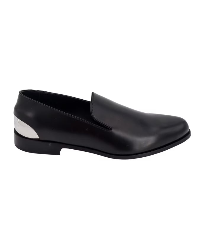 Black Flat Shoes with Metal Logo Detail