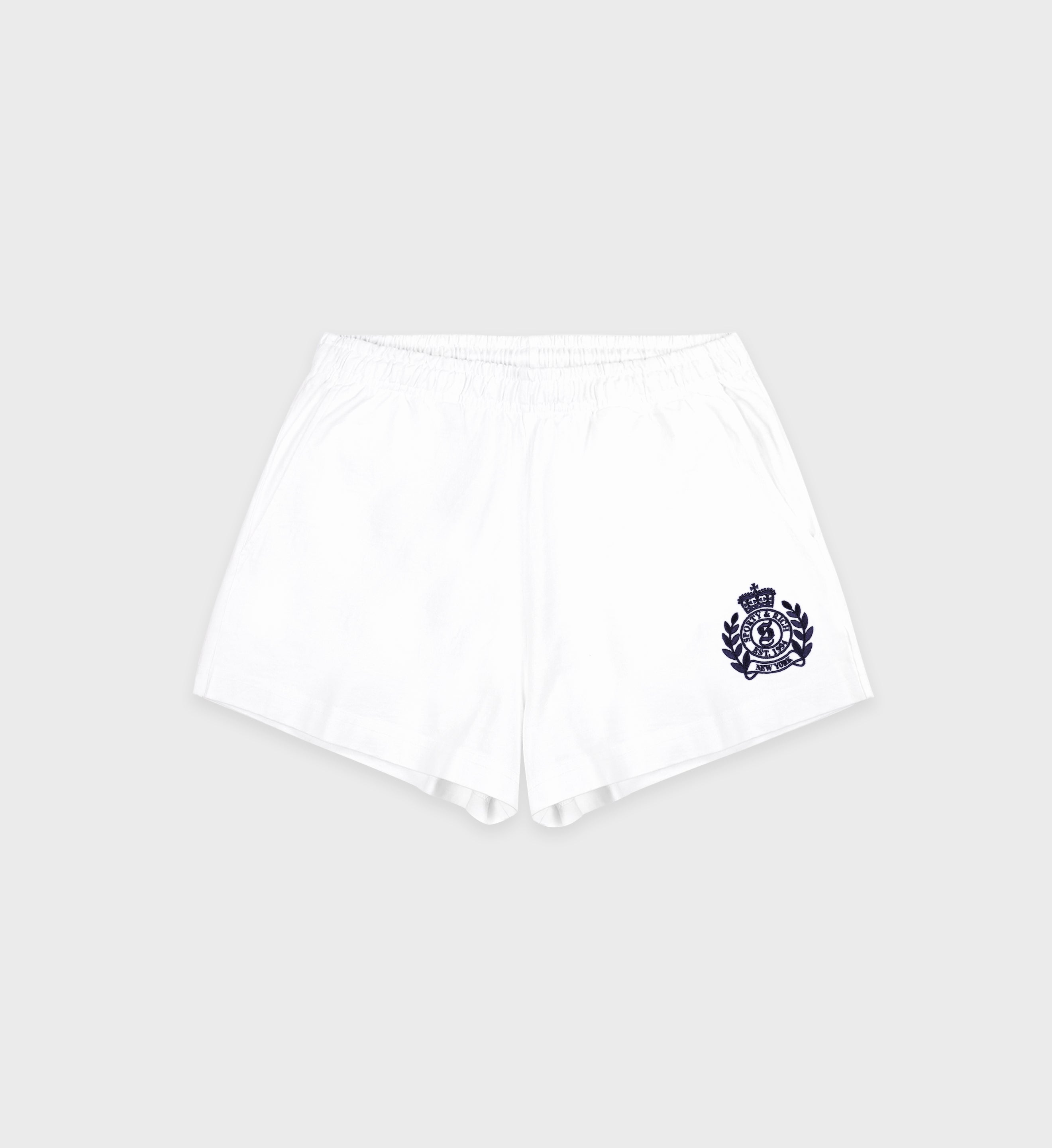 H&W Crest Embroidered Disco Short - White/Navy
