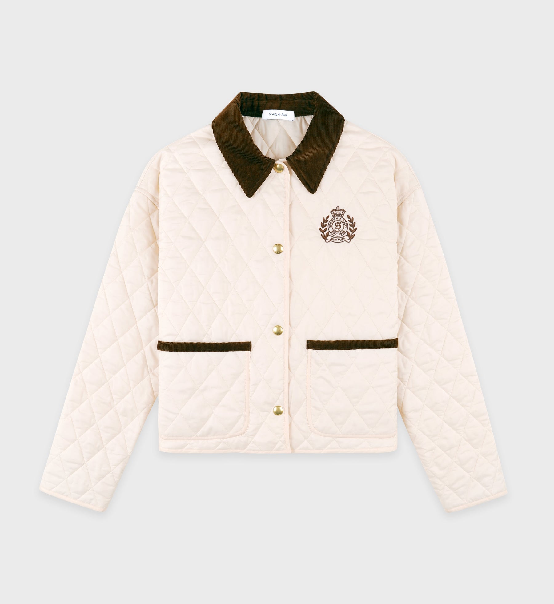 H&W Crest Nylon Cropped Quilted Jacket - Cream
