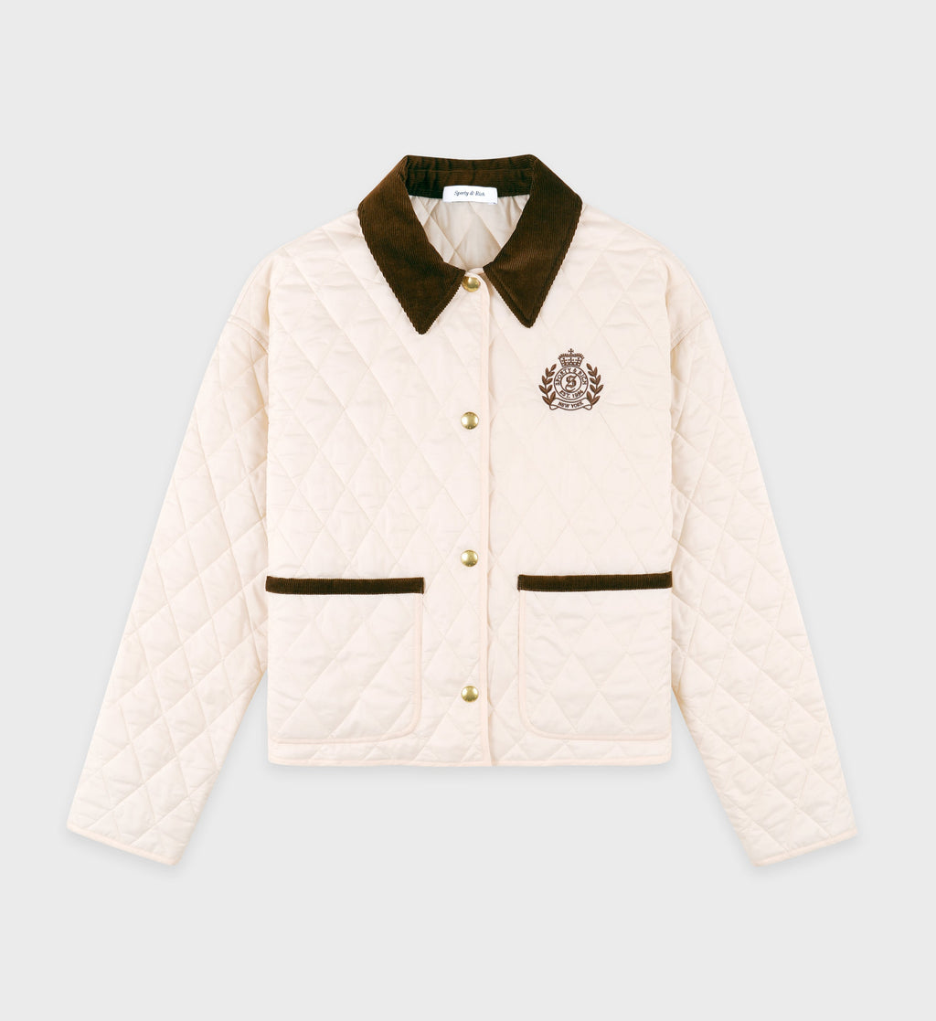 H&W Crest Nylon Cropped Quilted Jacket - Cream