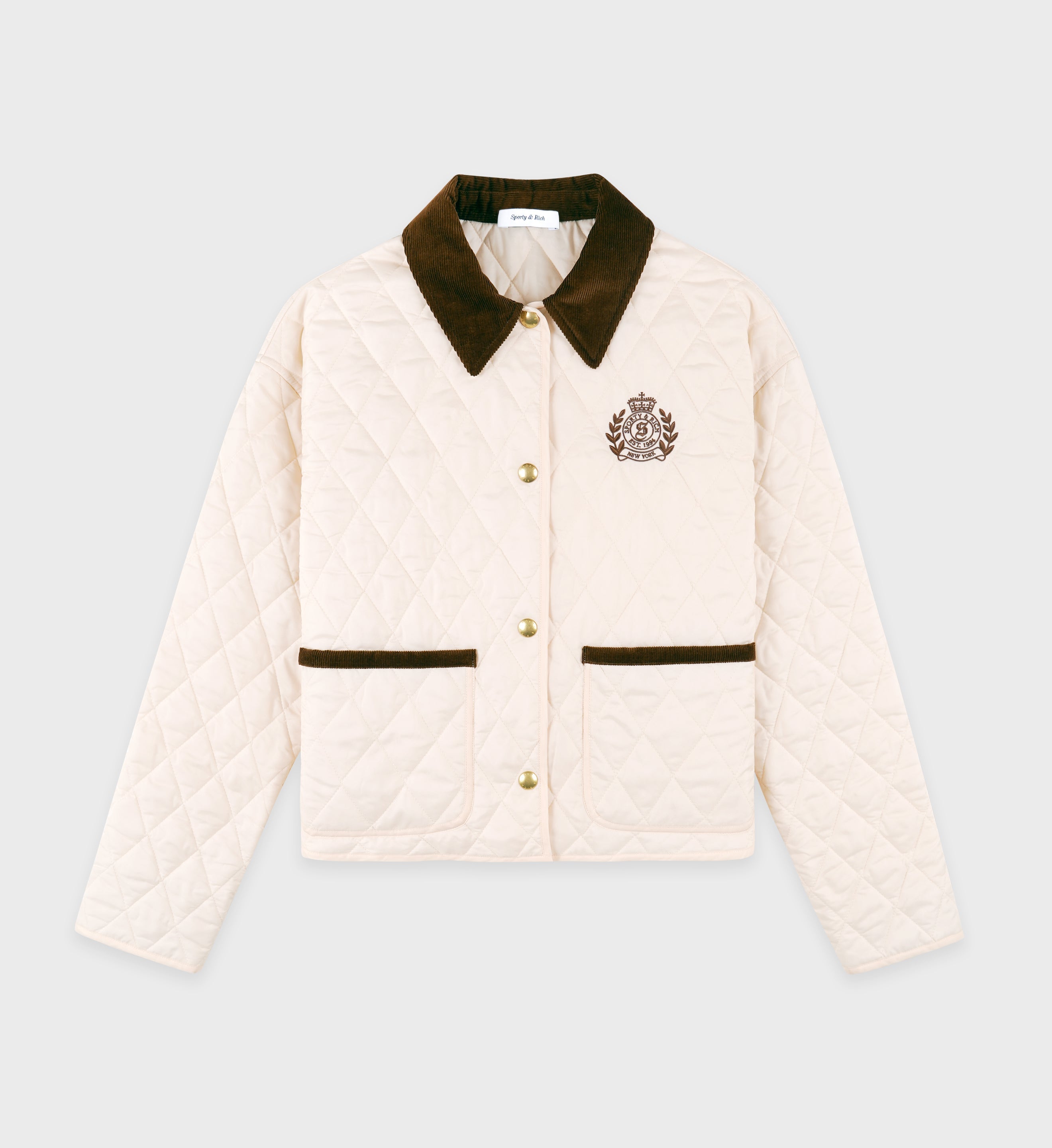 H&W Crest Nylon Cropped Quilted Jacket - Cream