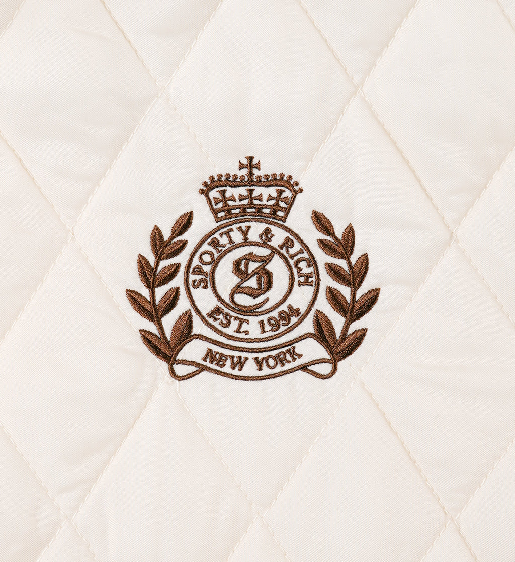 H&W Crest Nylon Cropped Quilted Jacket - Cream