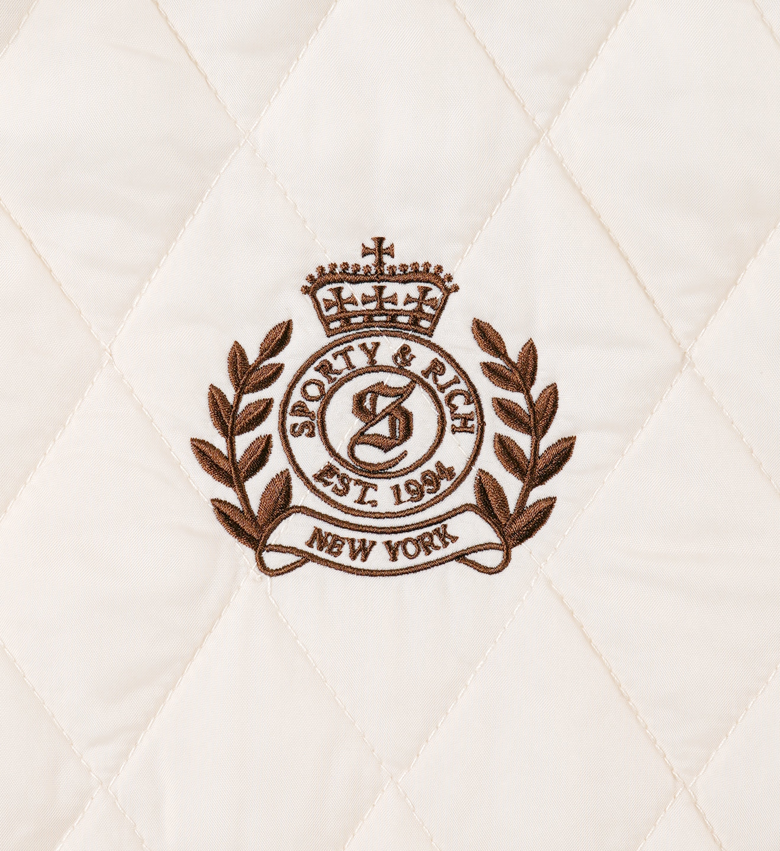 H&W Crest Nylon Cropped Quilted Jacket - Cream