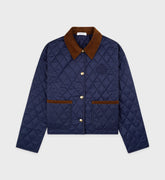 H&W Crest Nylon Cropped Quilted Jacket - Navy