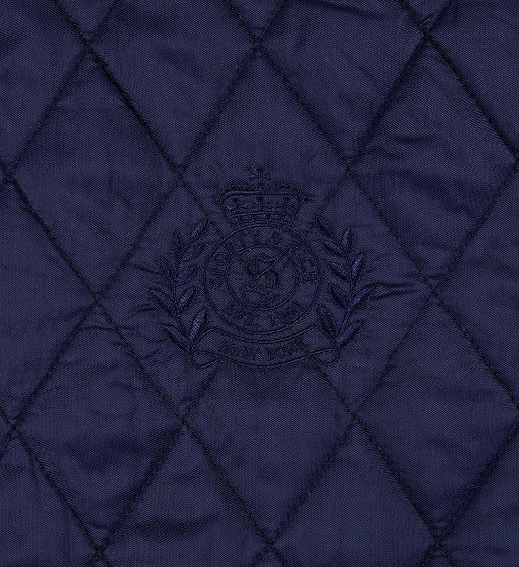 H&W Crest Nylon Cropped Quilted Jacket - Navy