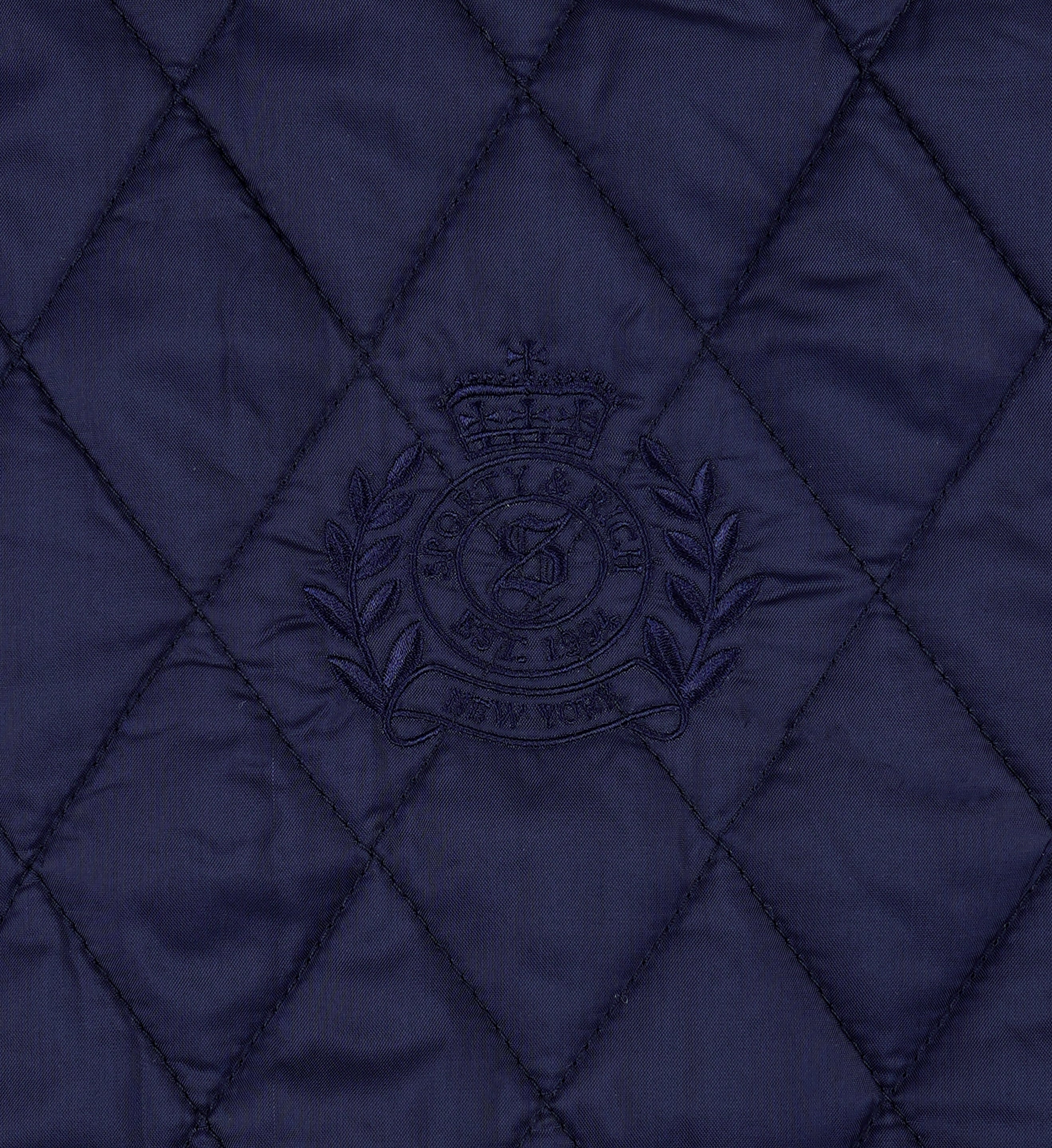 H&W Crest Nylon Cropped Quilted Jacket - Navy