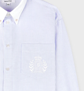 H&W Crest Oversized Oxford Shirt - Blue/White Thin Stripe