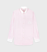 H&W Crest Oversized Oxford Shirt - Pink/White Thin Stripe