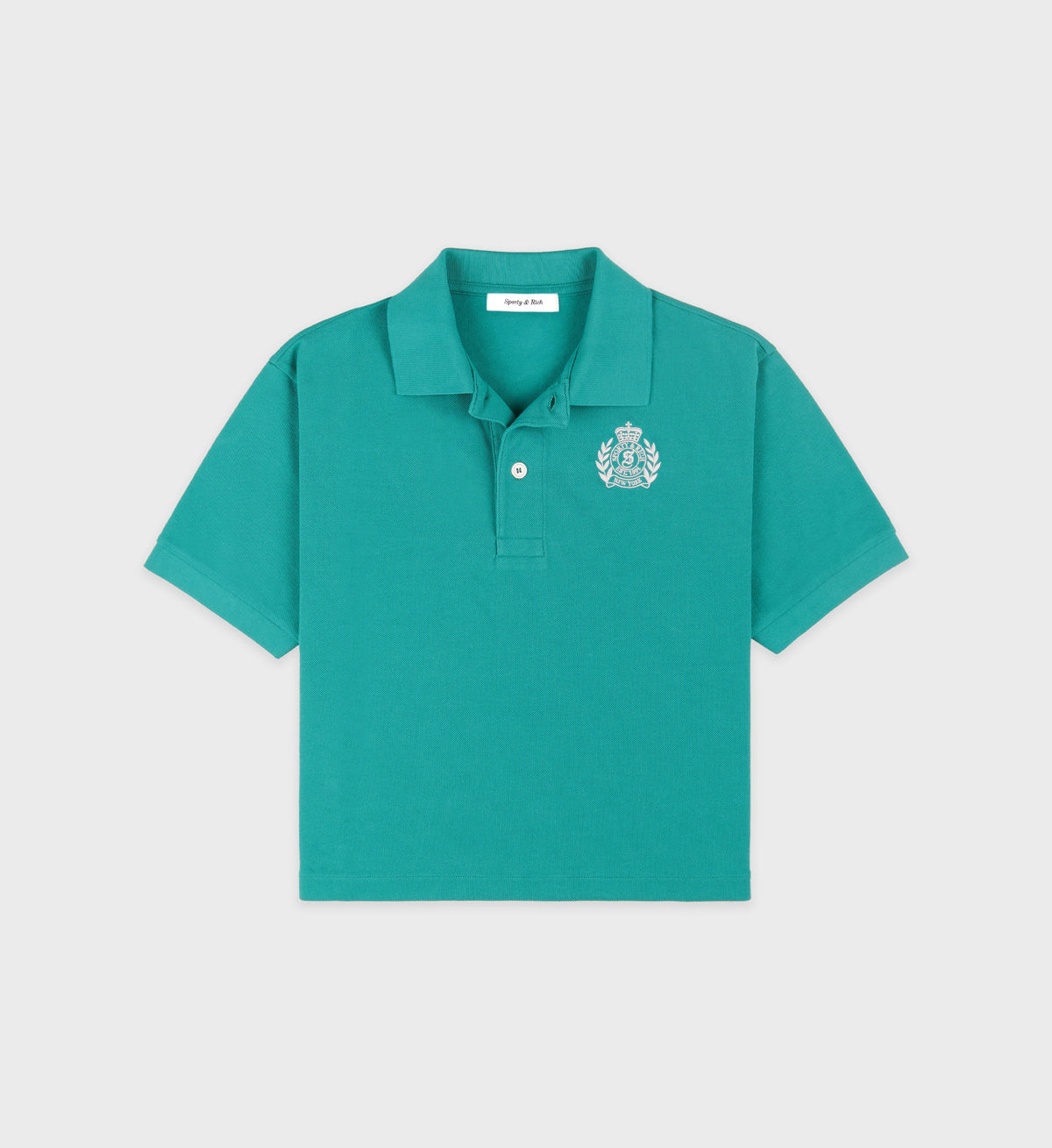 H&W Crest Pique Polo - Spring Green/White