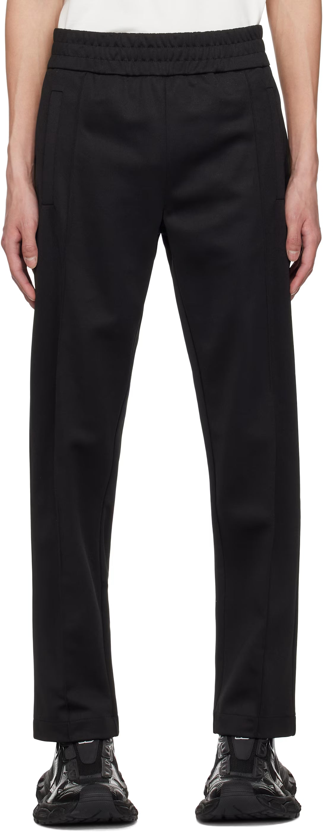 Black Curved Logo Track Pants
