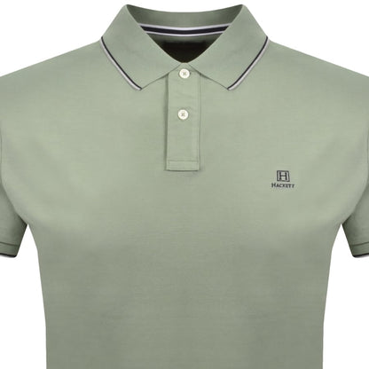 Hackett Heritage Tipped Polo T Shirt Green