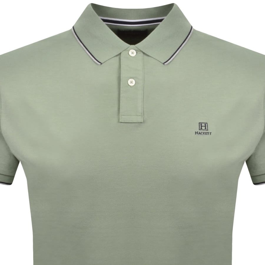Hackett Heritage Tipped Polo T Shirt Green