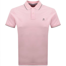 Hackett Heritage Tipped Polo T Shirt Pink