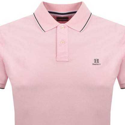 Hackett Heritage Tipped Polo T Shirt Pink