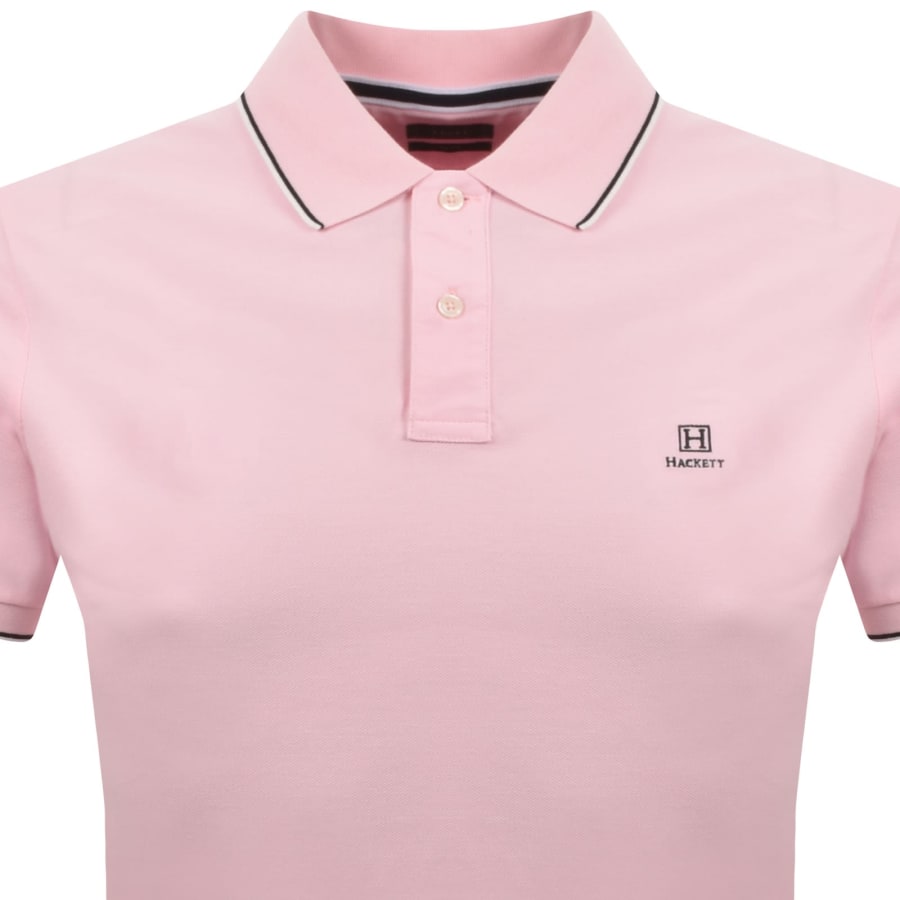Hackett Heritage Tipped Polo T Shirt Pink