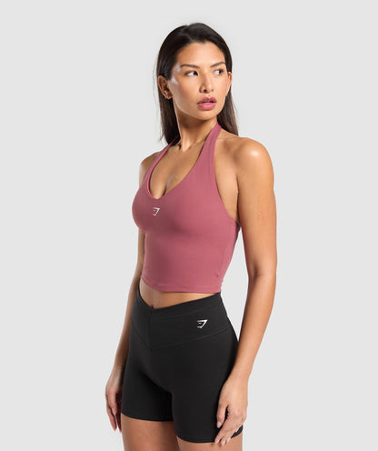 Gymshark Halter Neck Cami with Shelf - Washed Berry Pink