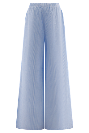 Hansen Wide Leg Pants - Blue Pinstripe