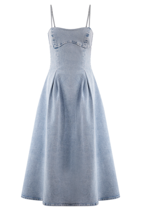 Harlyn Denim Midi Dress - Light Blue