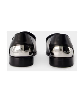 Metal Heel Loafers - Alexander McQueen - Leather - Black/Silver