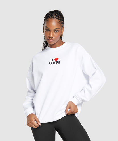 Gymshark I Heart Gym Oversized Sweatshirt - White