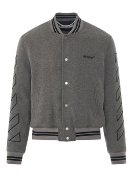 Diagonal Outline Wool Varsity Jacket