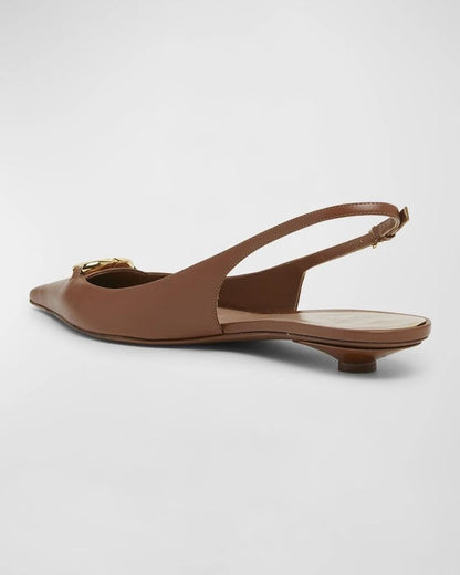 The VLogo Slingback Ballerina Flats – Tobacco