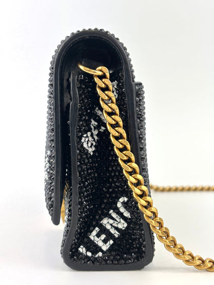 Balenciaga Hourglass Wallet On Chain Black Suede