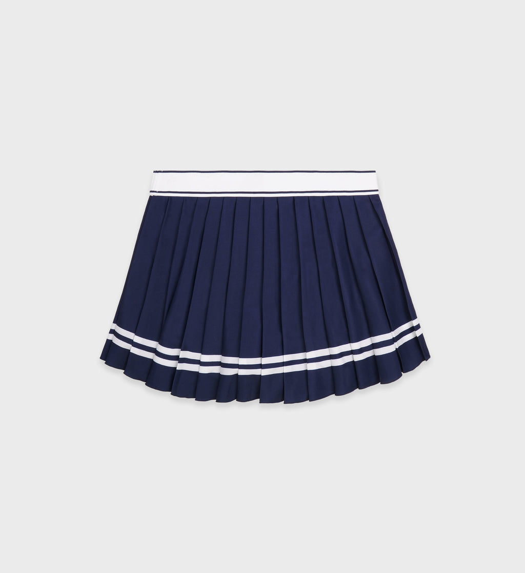 Italic Logo Pleated Skirt - Navy/White