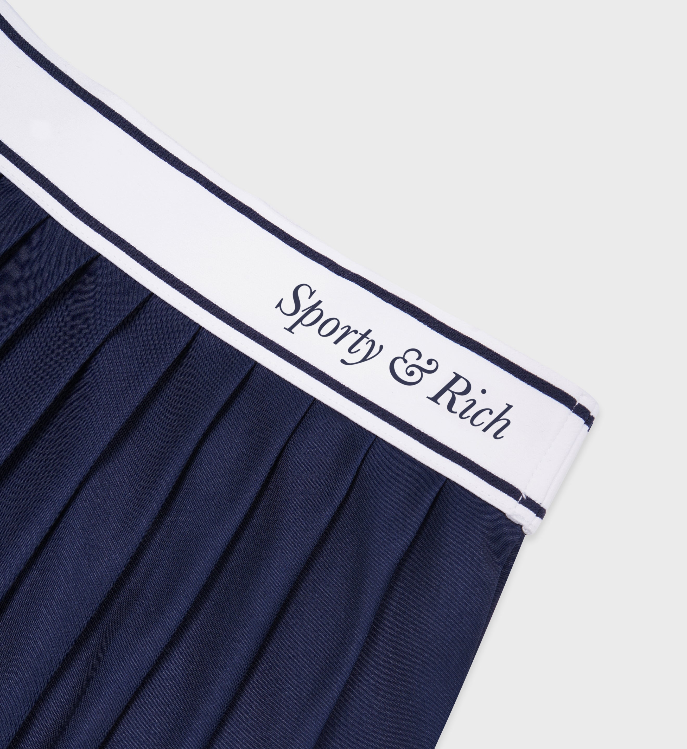 Italic Logo Pleated Skirt - Navy/White
