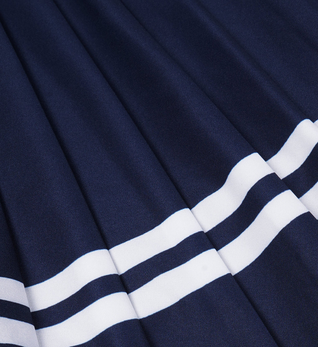 Italic Logo Pleated Skirt - Navy/White